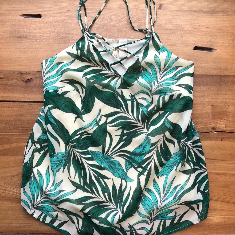 Japna Tank Top Leaf Pattern Strap Detail - Picture 1 of 7